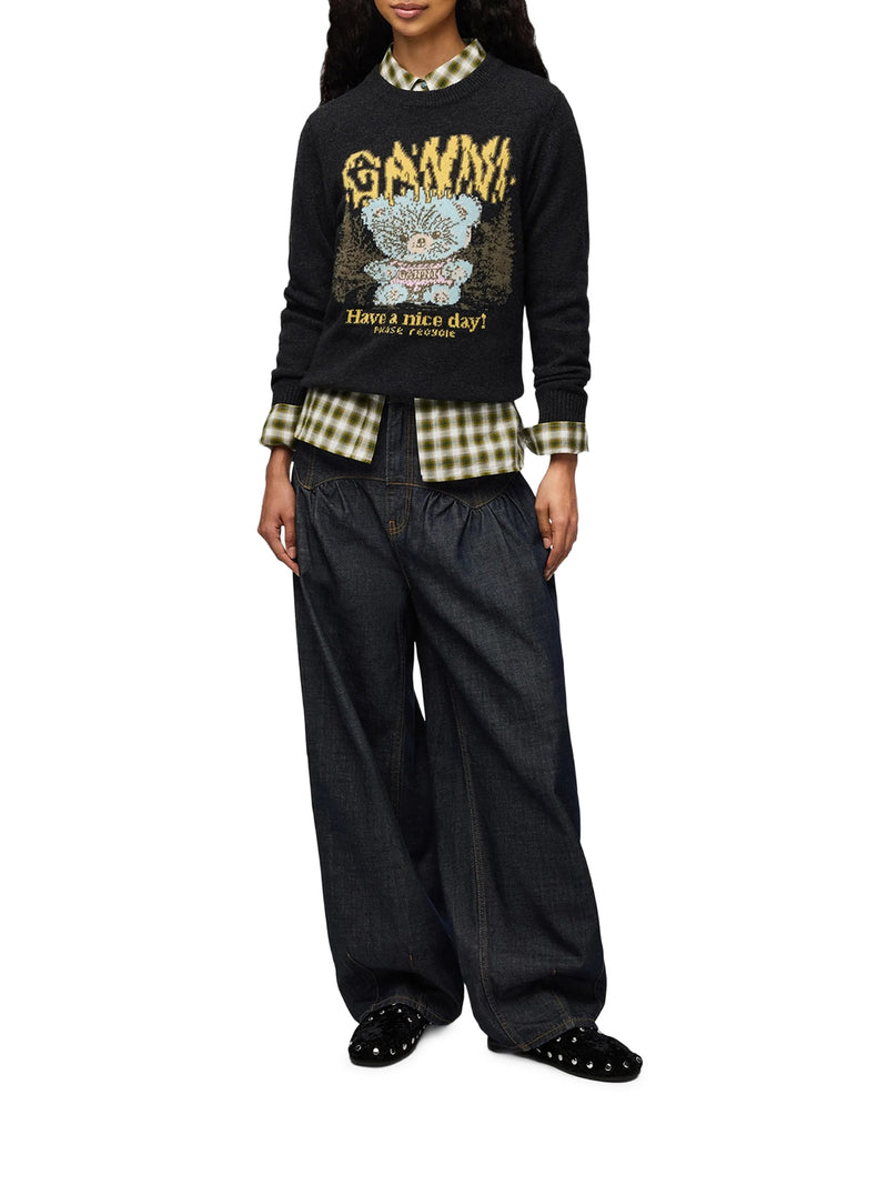 WOOL SWEATER WITH TEDDY GRAPHIC