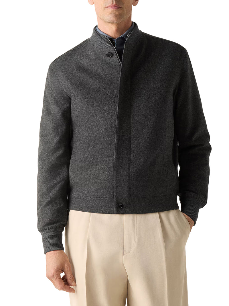 DARK GREY MULTI-MELANGE OASI CASHMERE ELEMENTS BOMBER JACKET