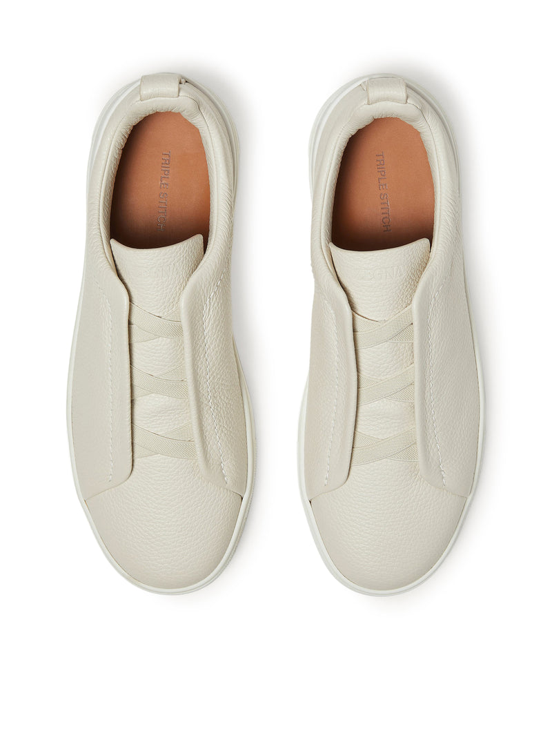 TRIPLE STITCH WHITE LEATHER SNEAKER