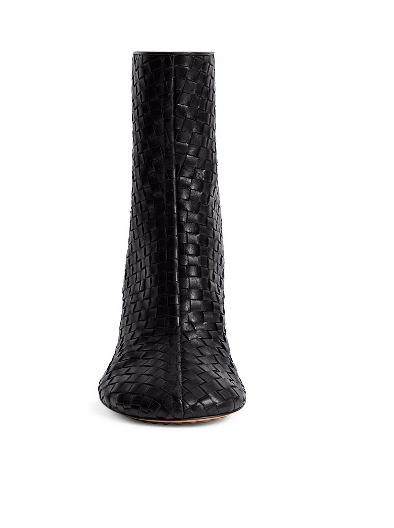 WOVEN LEATHER CHERRY ANKLE BOOTS