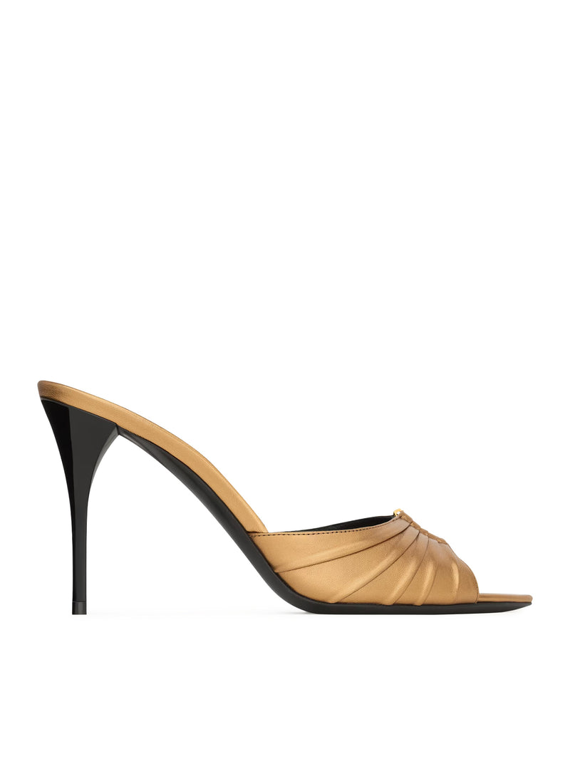 METALLIC LEATHER BABYLONE MULES