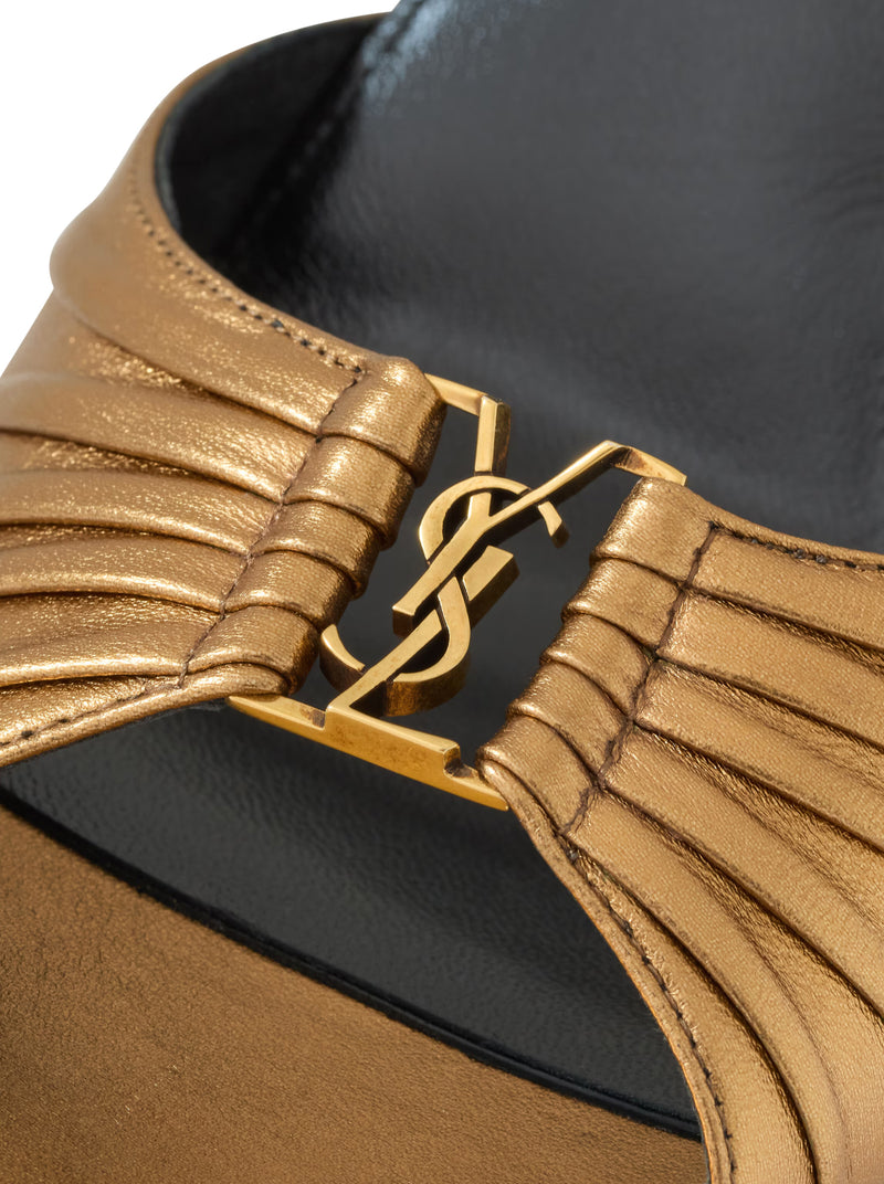 METALLIC LEATHER BABYLONE MULES
