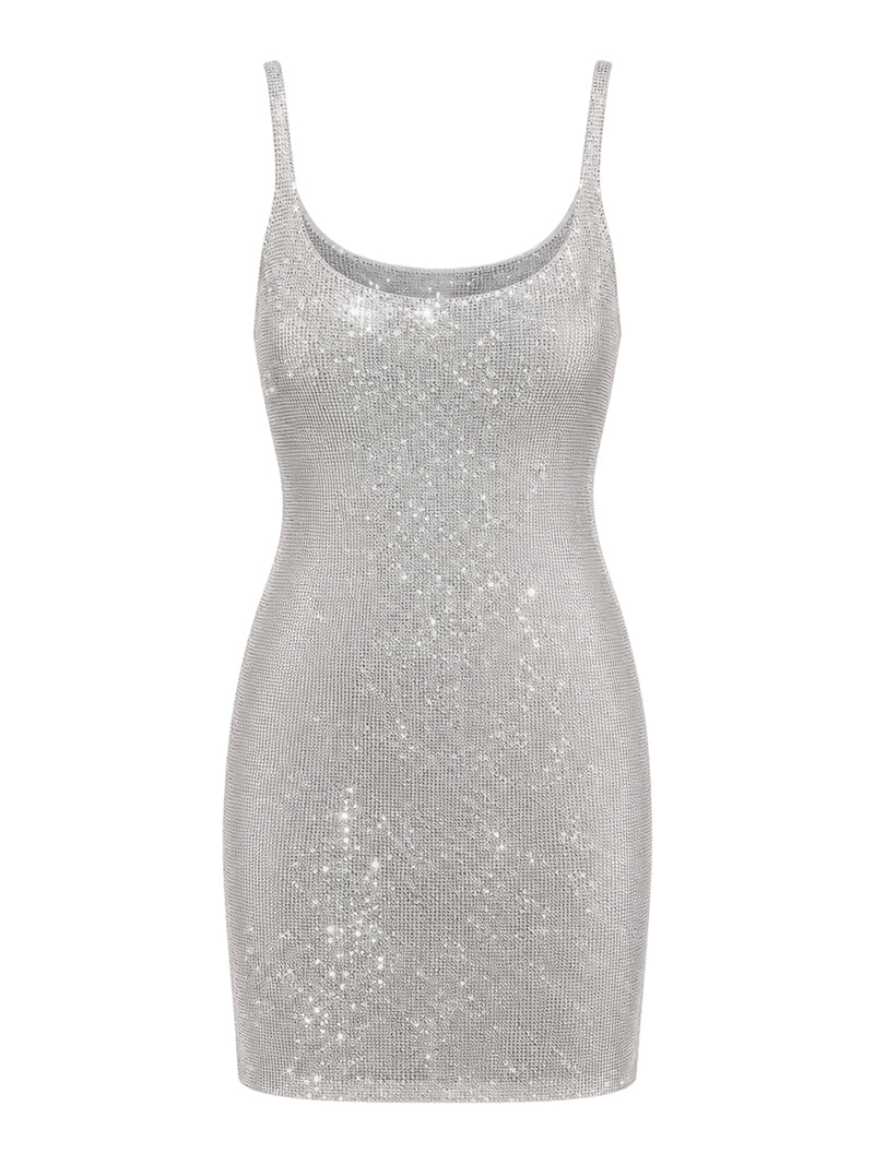 STRETCH NYLON JERSEY DRESS WITH CRYSTALS