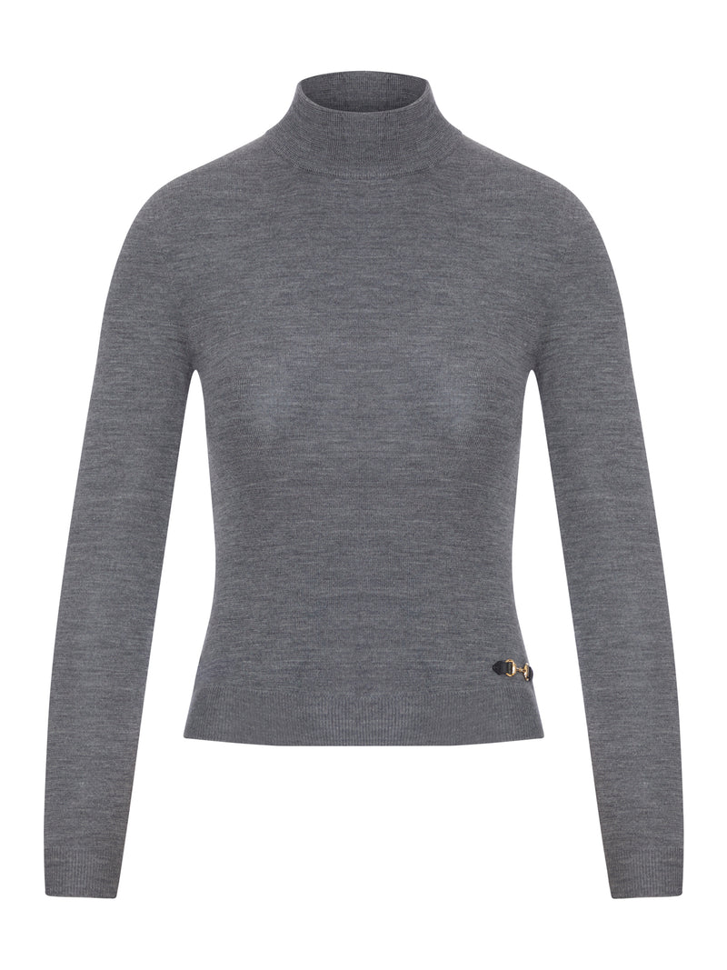 FINE RIBBED WOOL TOP WITH CLAMP