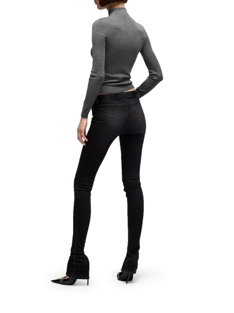 FINE RIBBED WOOL TOP WITH CLAMP