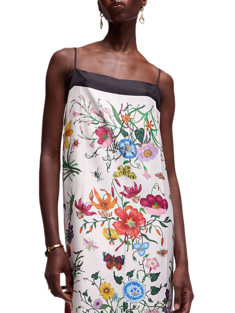 PRINTED SILK TWILL DRESS