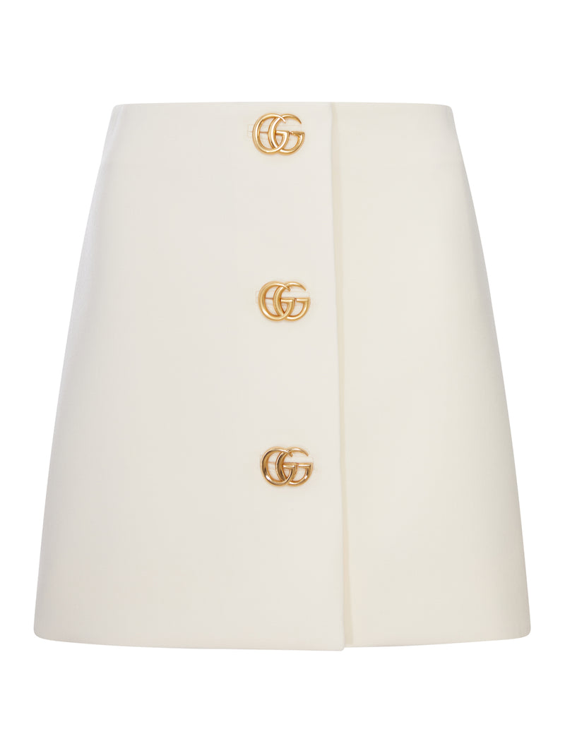 WOOL CREPE SKIRT WITH DOUBLE G BUTTON