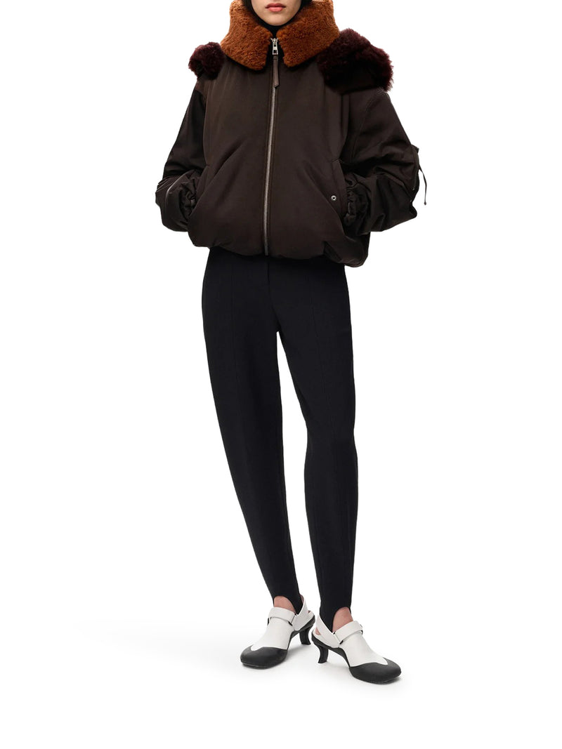 TECHNICAL COATING BOMBER JACKET WITH DOUBLE LAYER CONSTRUCTION AND CHECKED BACK