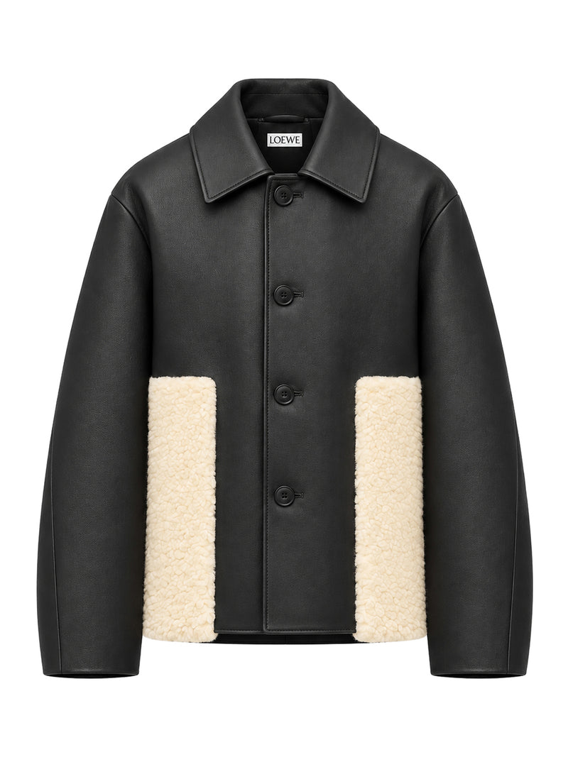 LAMB NAPPA JACKET WITH CONTRASTING SHEARLING TRIM