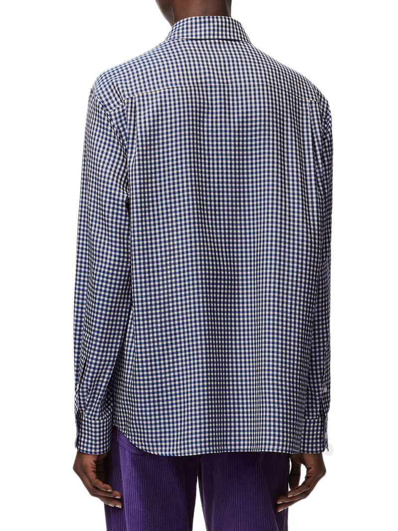 CHECKED SILK TWILL SHIRT WITH A CONTRASTING MICRO-PATTERN
