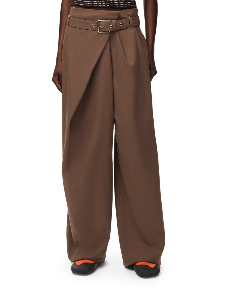 COTTON TROUSERS WITH ASYMMETRIC DRAPING