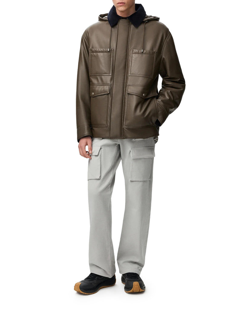 COTTON CANVAS CARGO TROUSERS WITH THREAD DETAILING