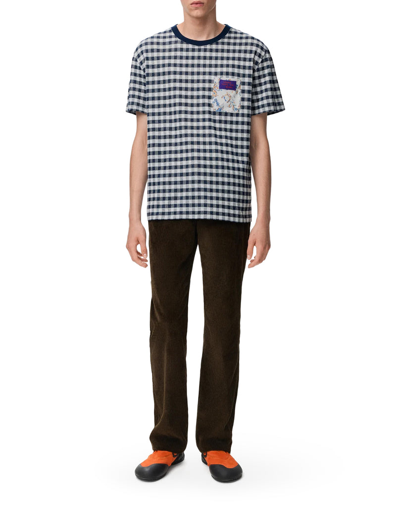 CHECKED JACQUARD COTTON JERSEY T-SHIRT