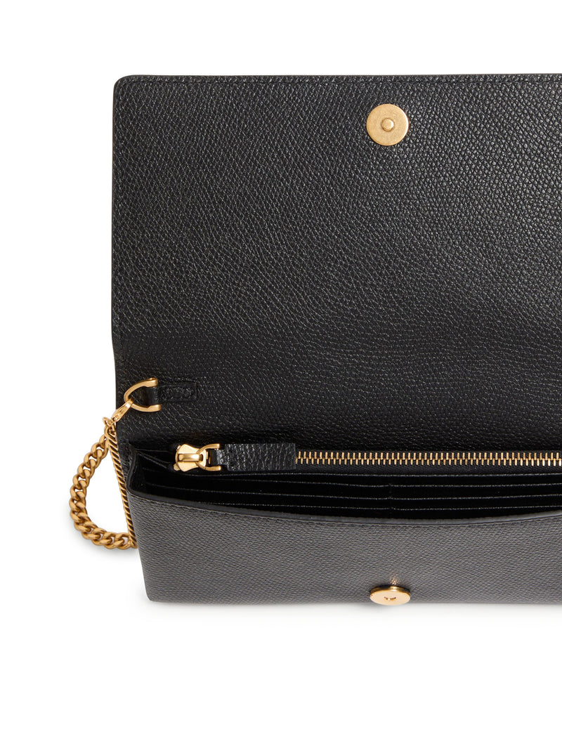 VLOGO SIGNATURE CHAIN WALLET IN GARNET CALFSKIN