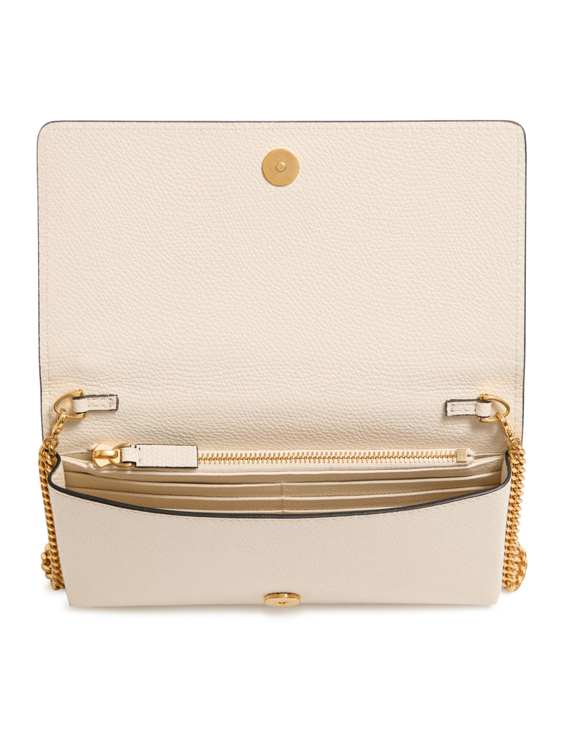 VLOGO SIGNATURE CHAIN WALLET IN GARNET CALFSKIN