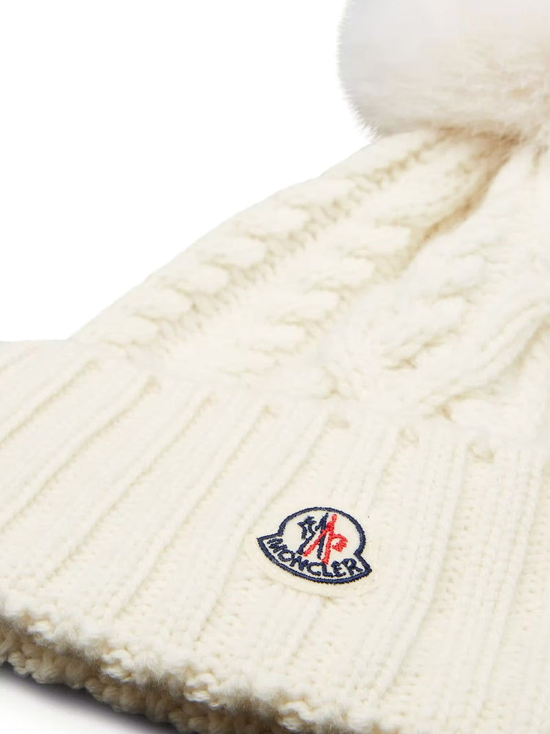 WOOL AND CASHMERE BLEND HAT WITH POM POM