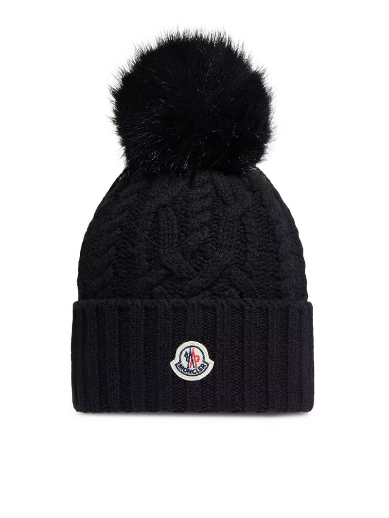 WOOL AND CASHMERE BLEND HAT WITH POM POM