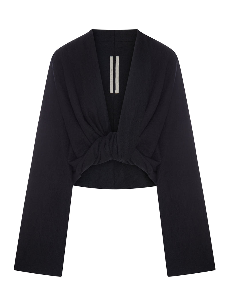 DRAPED WOOL-COTTON BLEND CROP TOP