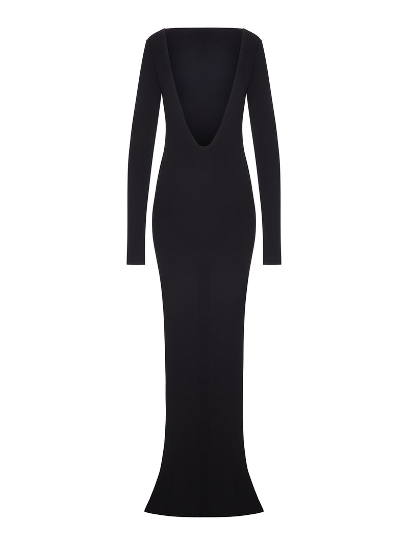 LONG DRESS WITH A FRONT SLIT AND A DEEP BACK NECKLINE