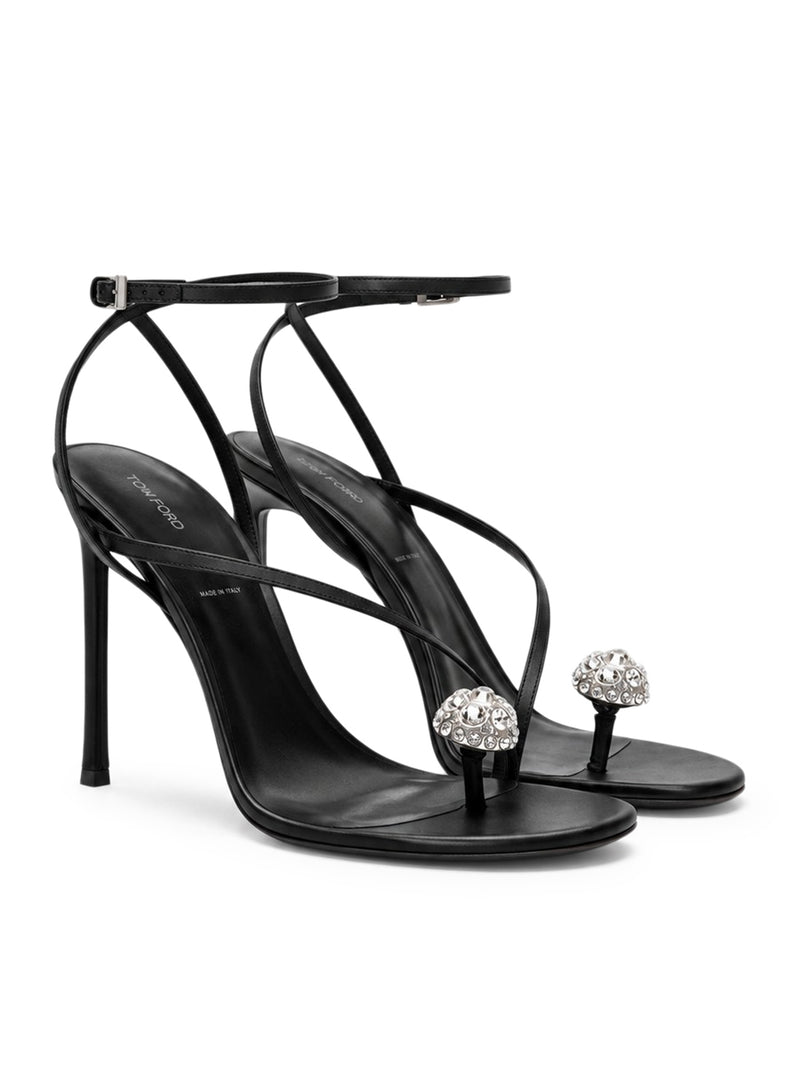 CASSIA SATIN AND CRYSTAL ANKLE-STRAP SANDALS