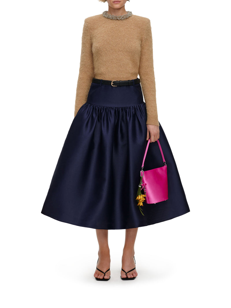 ALPACA BLEND SWEATER WITH JEWEL COLLAR