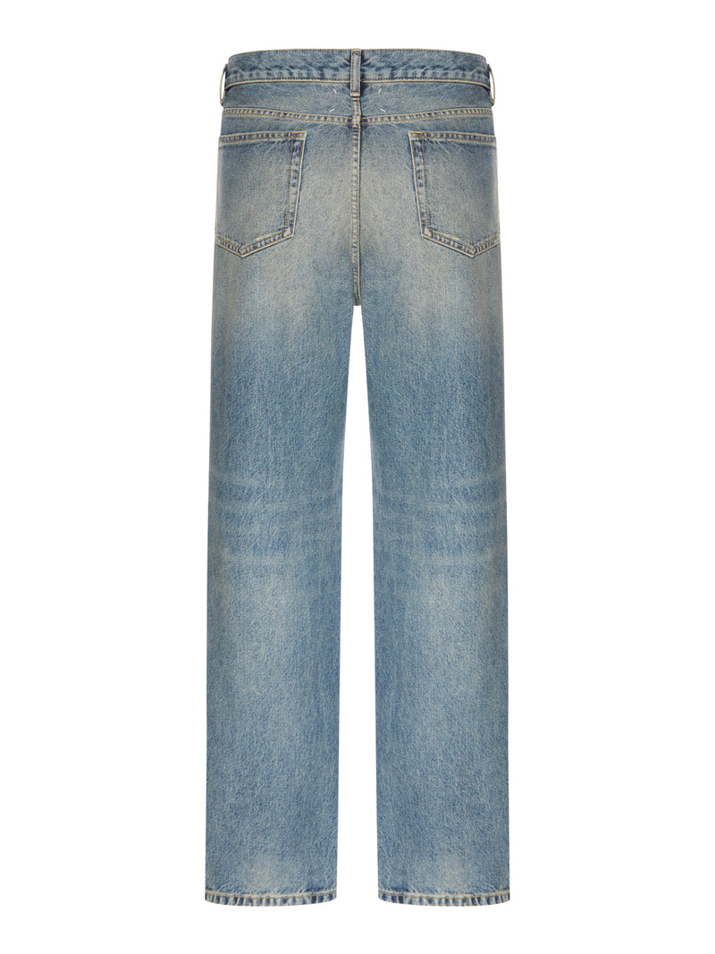 DISTRESSED STRAIGHT-LEG JEANS