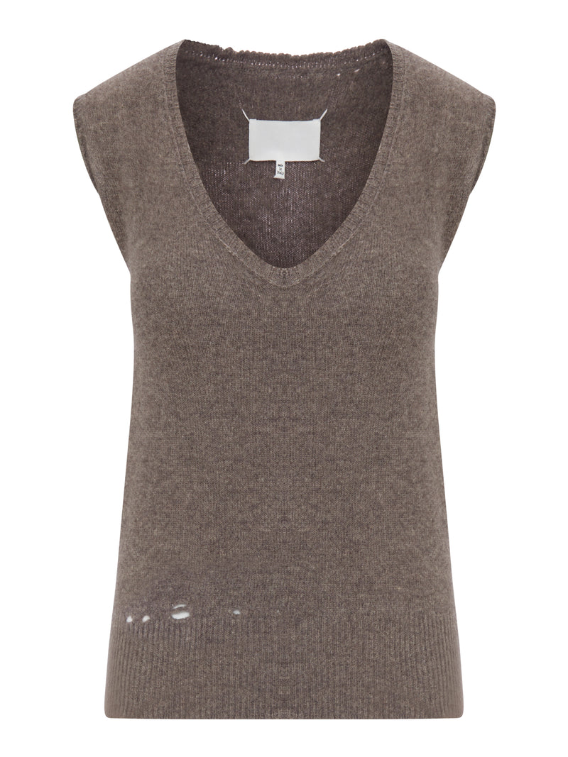DISTRESSED-EFFECT KNIT VEST