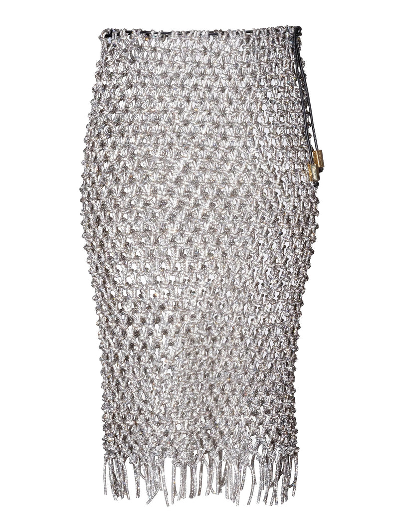 HAND-WOVEN EMBELLISHED MIDI SKIRT