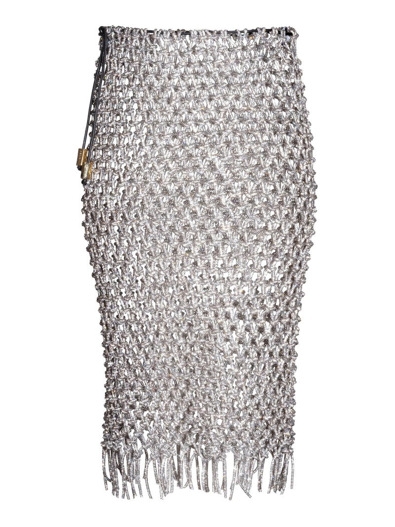 HAND-WOVEN EMBELLISHED MIDI SKIRT