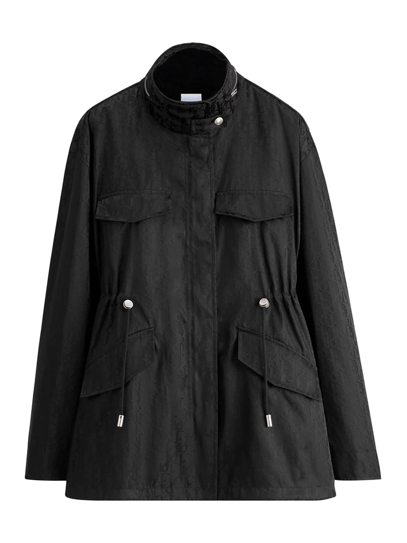 BLACK DIOR OBLIQUE TECHNICAL FABRIC HOODED ZIP JACKET