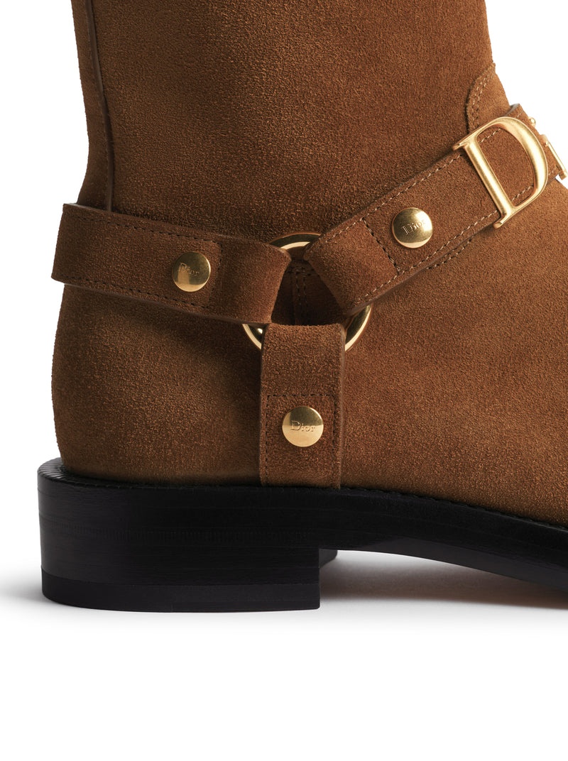 BOLT ANKLE BOOT IN COGNAC BROWN SUEDE CALFSKIN
