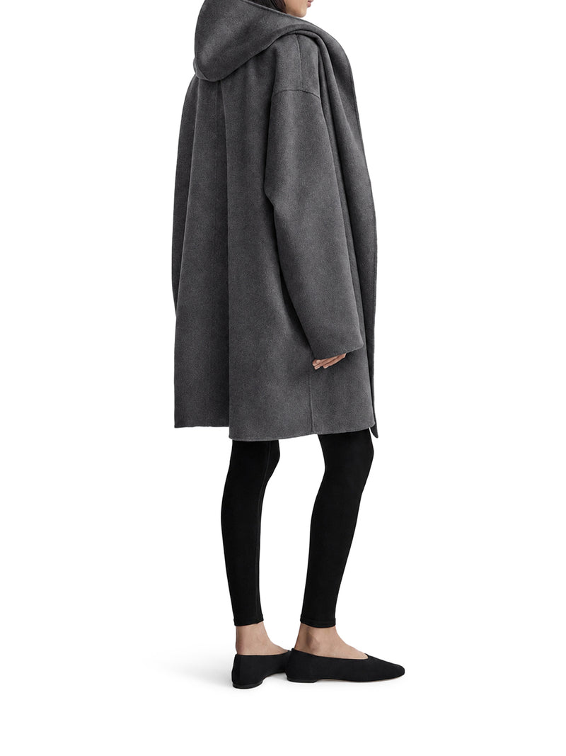 HOODED WRAP COAT