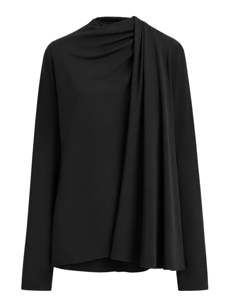 BLACK SILK SCARF WITH MONOGRAM