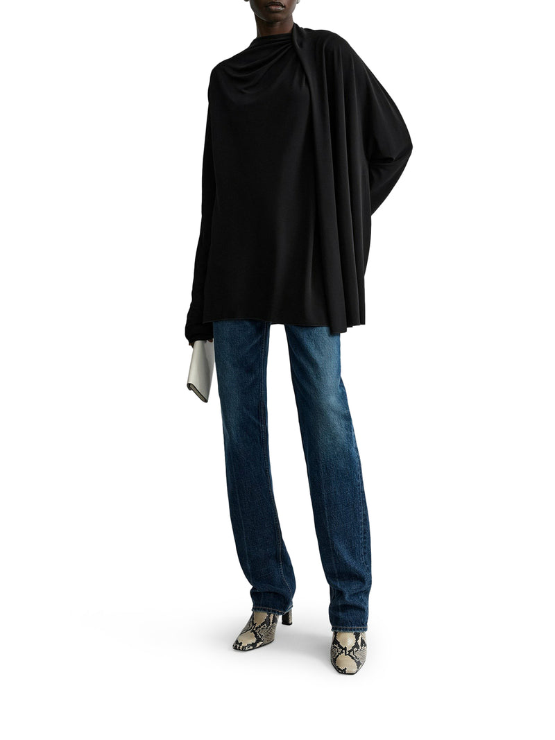 BLACK SILK SCARF WITH MONOGRAM