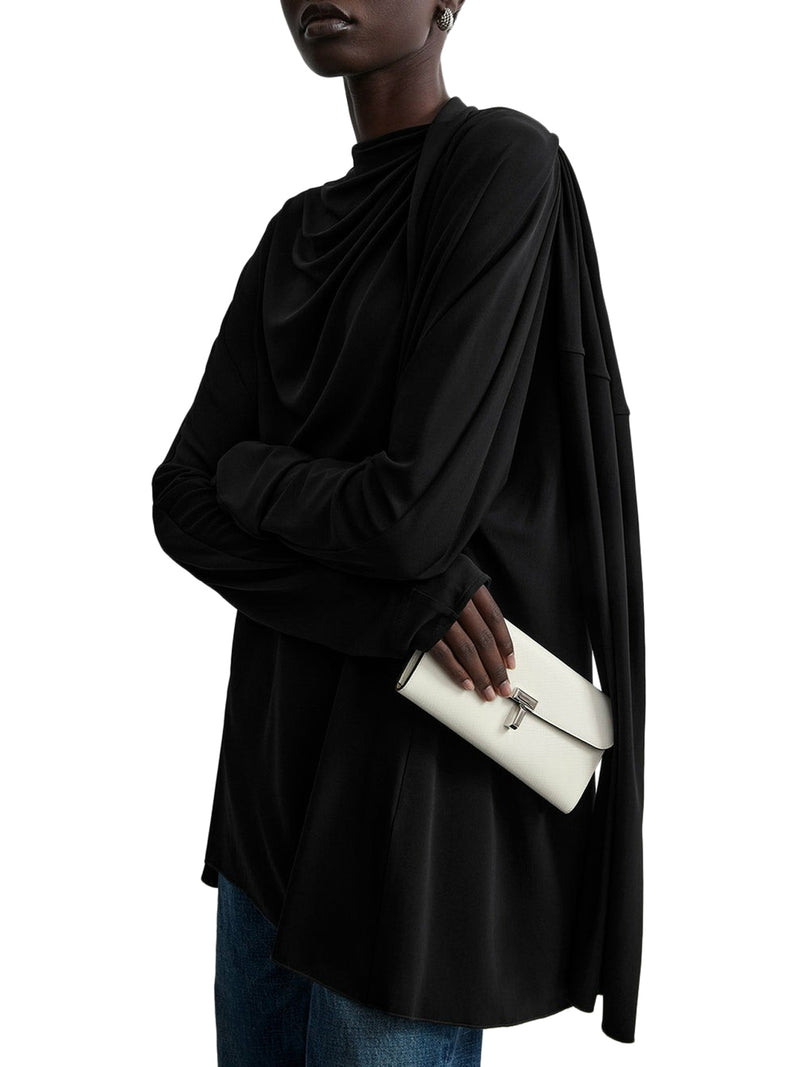 BLACK SILK SCARF WITH MONOGRAM