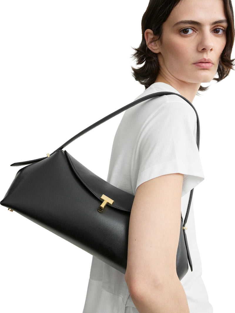 T-LOCK LEATHER SHOULDER BLACK