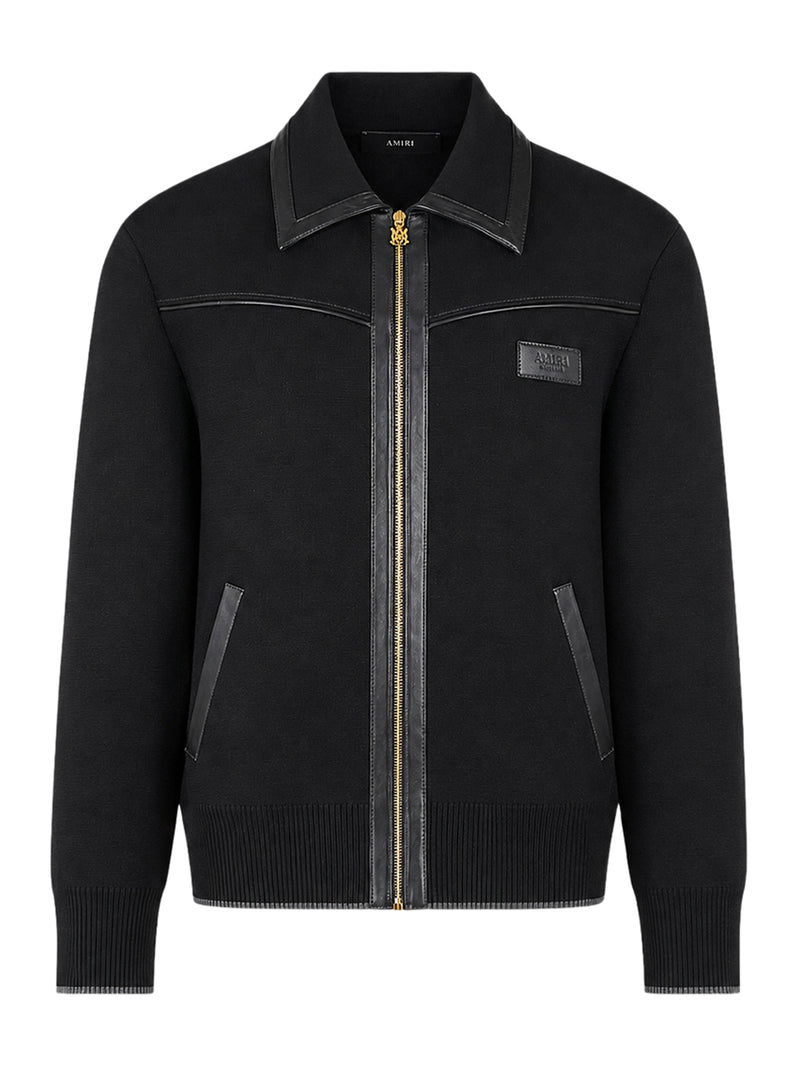 WOOL BOMBER JACKET WITH LEATHER INSERTS