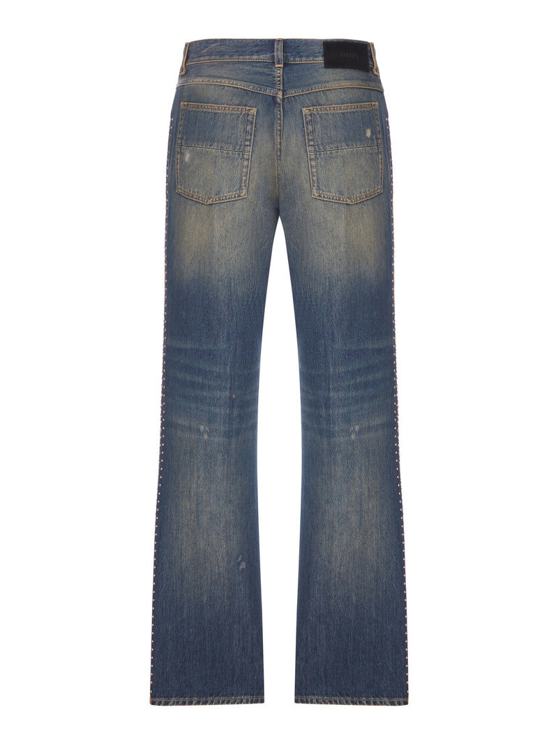 VINTAGE-EFFECT JEANS WITH SIDE DETAILS