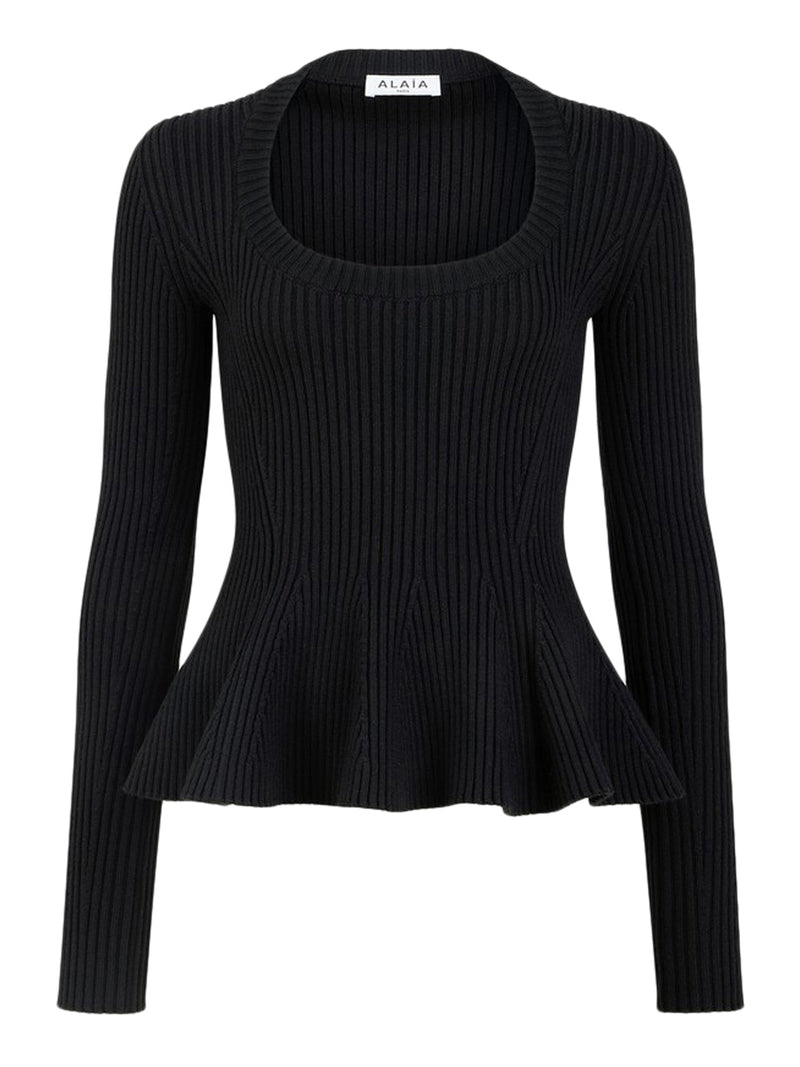 RIBBED PEPLUM TOP