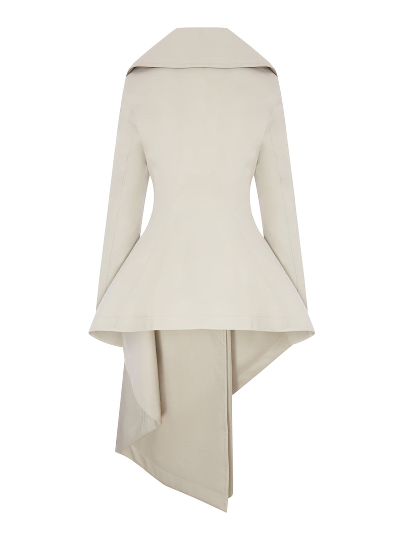 ASYMMETRIC DOUBLE-BREASTED COTTON TRENCH COAT