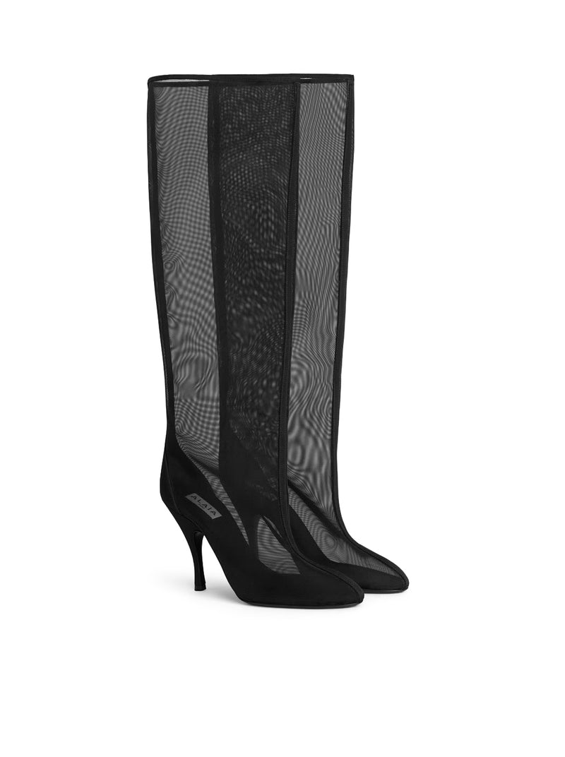 KNEE-HIGH MESH BOOTS
