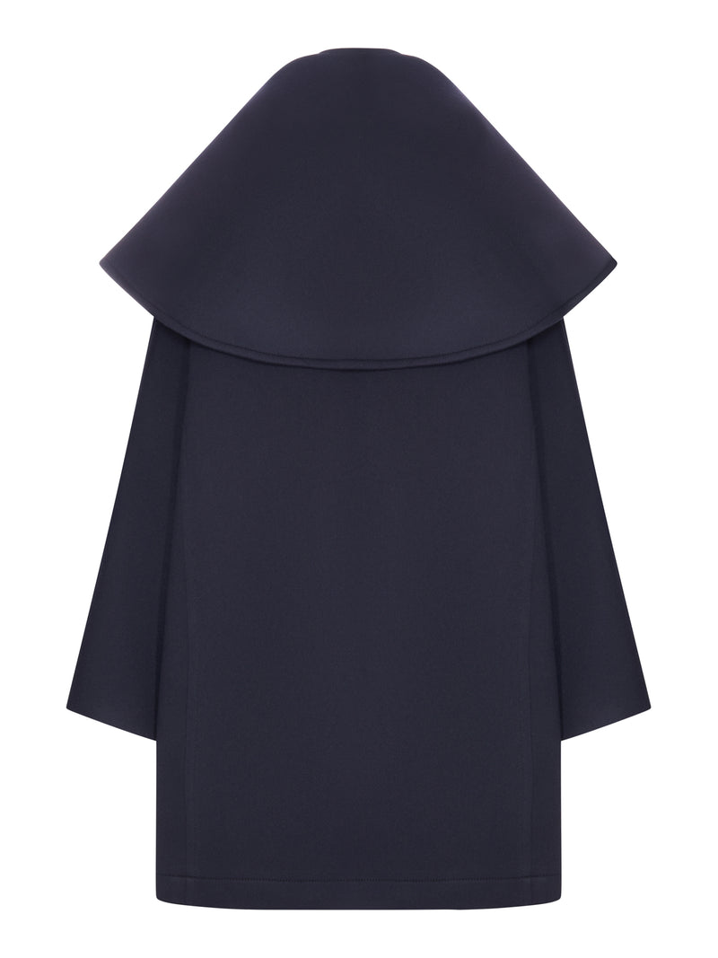 COAT WITH OVERSIZED DRAPED COLLAR