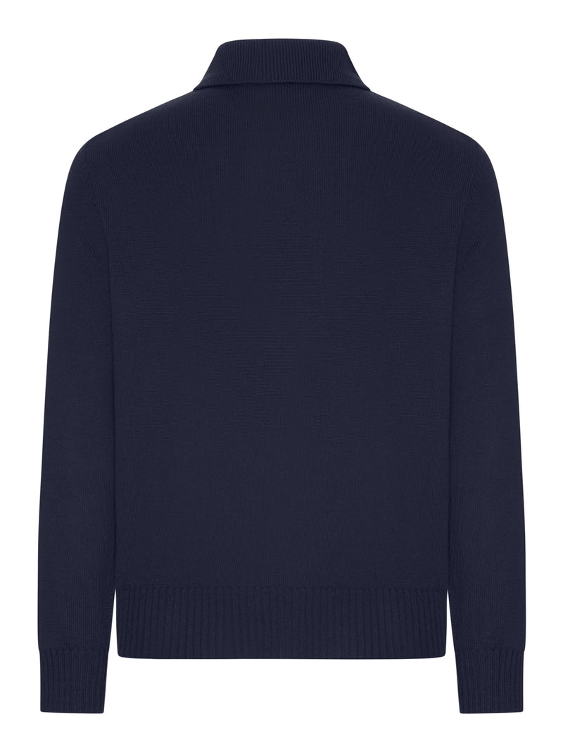 ZIP-NECK WOOL POLO SWEATER