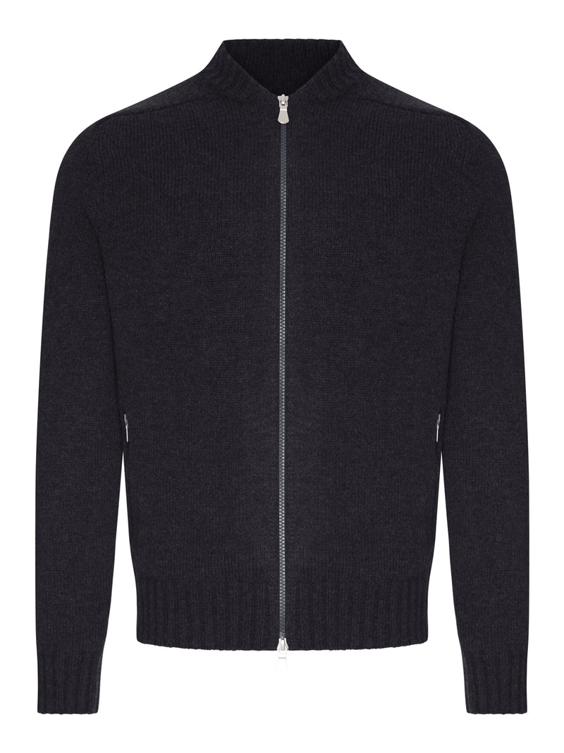 FULL-ZIP WOOL KNIT CARDIGAN