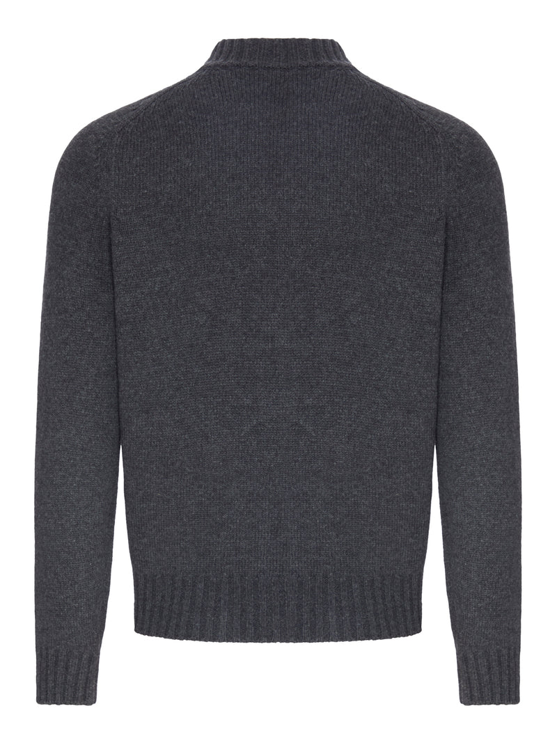 FULL-ZIP WOOL KNIT CARDIGAN