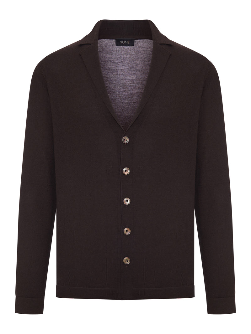 FINE KNIT CARDIGAN WITH LAPEL COLLAR