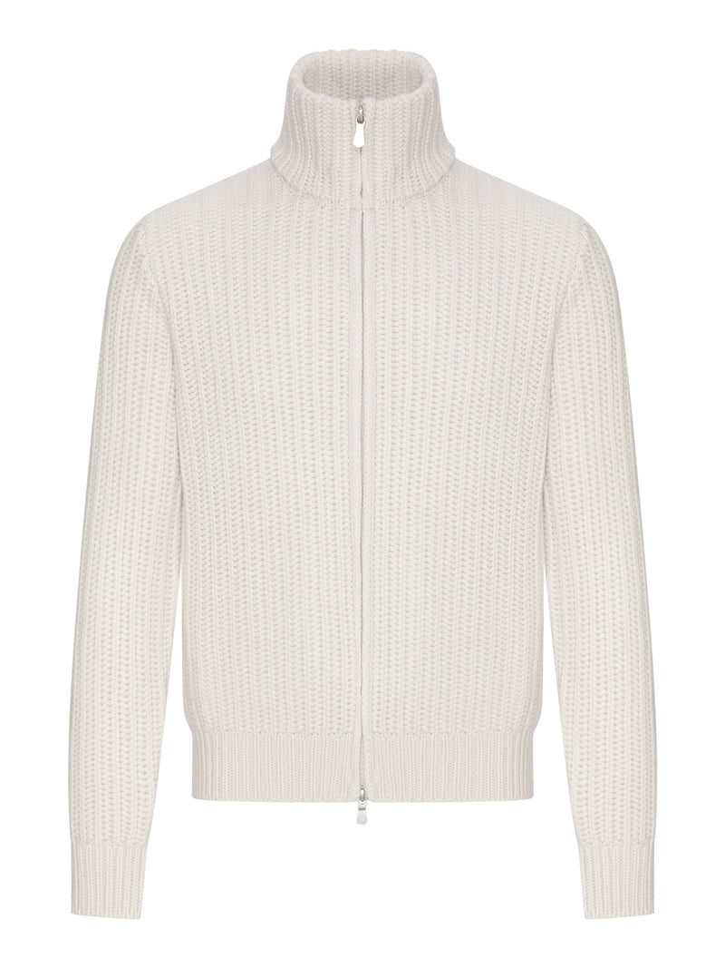 RIB-KNIT FULL-ZIP CARDIGAN