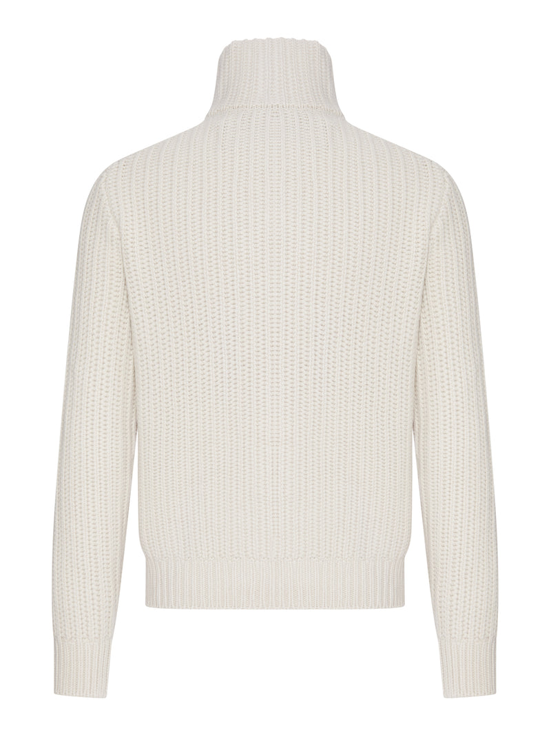 RIB-KNIT FULL-ZIP CARDIGAN