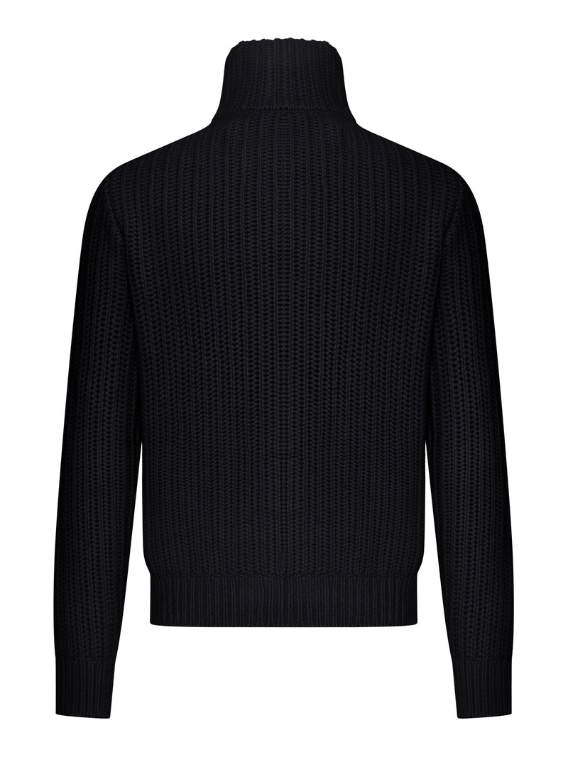 RIB-KNIT FULL-ZIP CARDIGAN