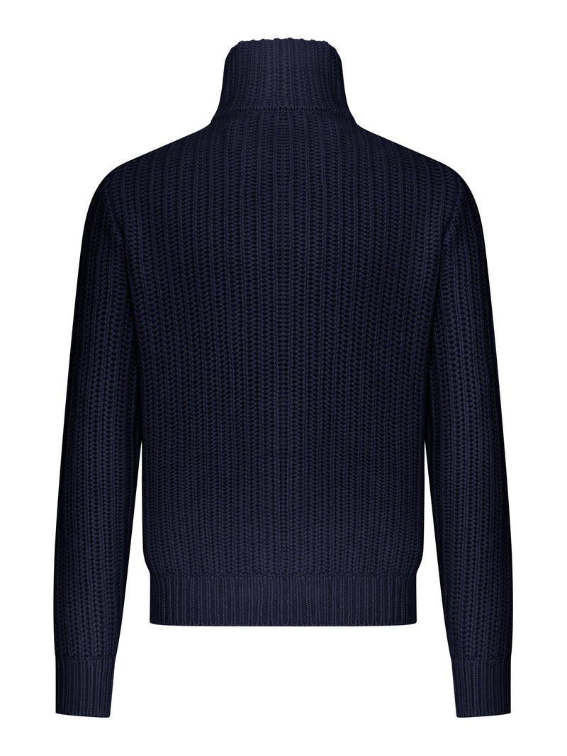 RIB-KNIT FULL-ZIP CARDIGAN